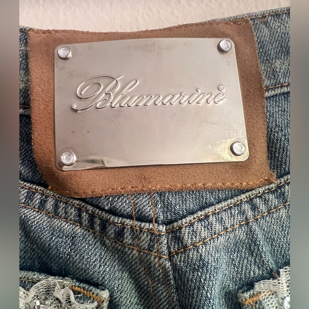 Blumarine Italy Blue Boot Cut Jeans with Embroidery Crystal Sequins Waist 30” - Picture 7 of 13